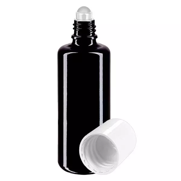 Butelka apteczna viol. 50ml nakrętka roll-on biała