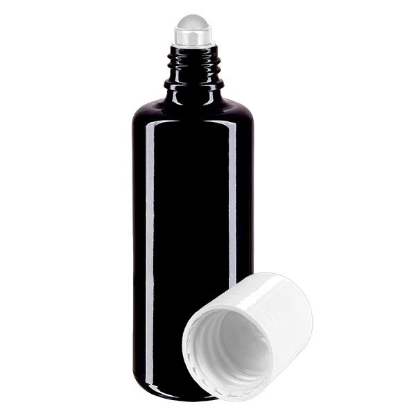 Butelka apteczna viol. 50ml nakrętka roll-on biała Butelka apteczna viol. 50ml nakrętka roll-on biała