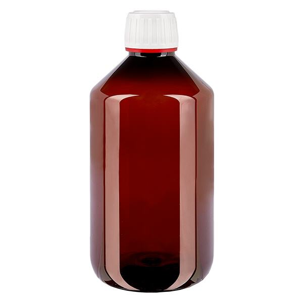 Butelka PET 500 ml z białą nakrętką typu flip-top. Butelka PET 500 ml z białą nakrętką typu flip-top.