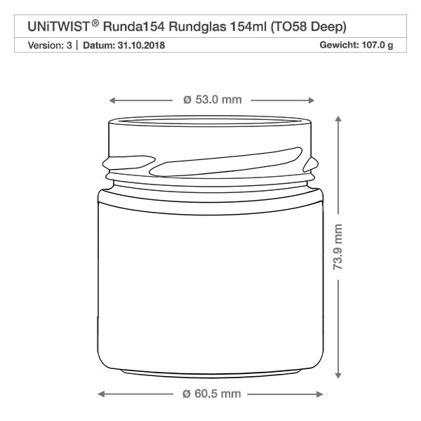 UNiTWIST Runda154 - Okrągłe szkło o pojemności 154ml TO58deep