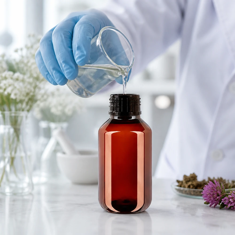 Butelka PET 100 ml z czarną nakrętką OV 100ml PET Flasche mit Spritzverschluss für Naturheilmittel und pflanzliche Extrakte