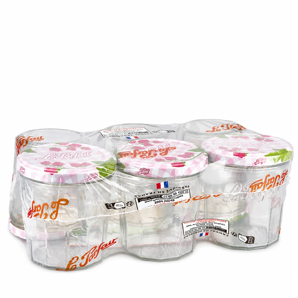 324ml Sturzglas "Jam" mit Schraubdeckel Le Parfait® Kubki Le Parfait 324 ml w opakowaniu po 6 sztuk z zakręcanymi pokrywkami owiniętymi folią do dżemów i przetworów.