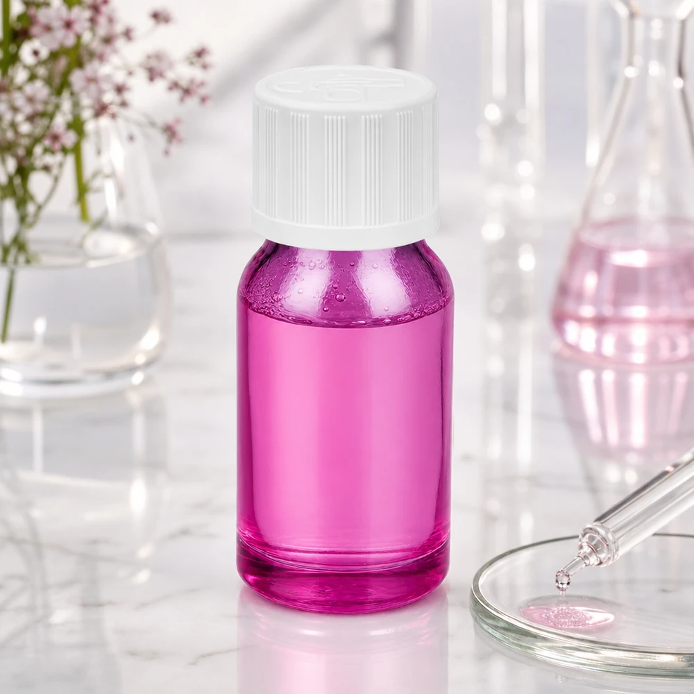 Szklana butelka o pojemności 10 ml z nasadką STD KiSi w kolorze fioletowym do precyzyjnego dozowania serum i kropli.