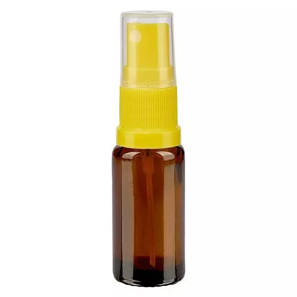Butelka apteczna brązowa 10ml spray top żółty Butelka apteczna brązowa 10ml spray top żółty