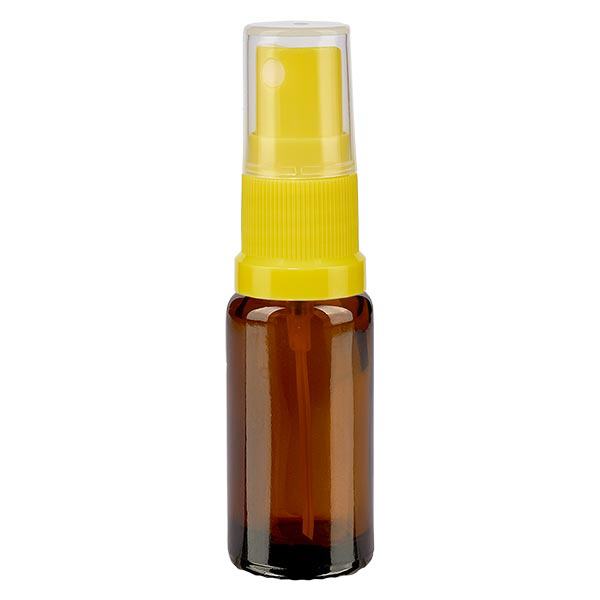 Butelka apteczna brązowa 10ml spray top żółty Butelka apteczna brązowa 10ml spray top żółty