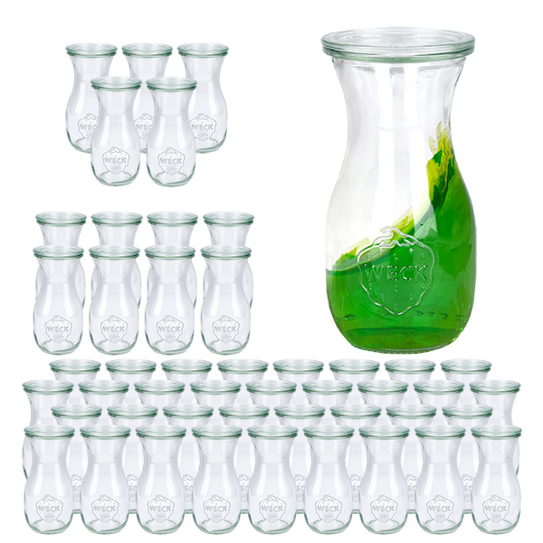 Zestaw 48 słoików Weck 290 ml, butelki na sok z 48 pokrywkami szklanymi Zestaw 48 słoików Weck 290 ml, butelki na sok z 48 pokrywkami szklanymi