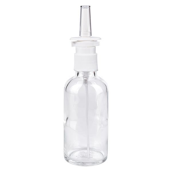 Butelka apteczna przezroczysta 50ml atomizer do nosa biały St Butelka apteczna przezroczysta 50ml atomizer do nosa biały St
