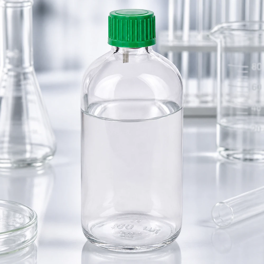 Butelka laboratoryjna 100 ml z zakraplaczem ClearLine UT18 z zieloną nakrętką i przezroczystym korpusem ze szkła