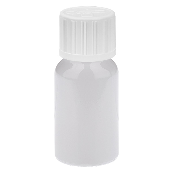 Butelka 10 ml, zakrętka 11 mm, biała, standardowa, zabezpieczenie przed dziećmi WhiteLine UT18/10 Butelka 10 ml, zakrętka 11 mm, biała, standardowa, zabezpieczenie przed dziećmi WhiteLine UT18/10