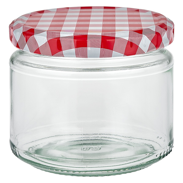 330 ml okr&#261;g&#322;e szk&#322;o z pokrywk&#261; BasicSeal czerwono-bia&#322;a UN..