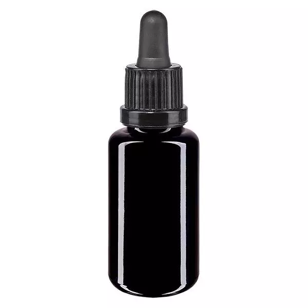 Butelka apteczna viol. 20ml pipeta czarna OV