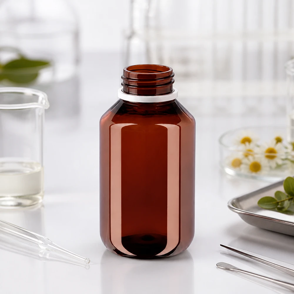 UV-Schutz Dosierflasche 100ml braun mit weißem OV Deckel für empfindliche Substanzen