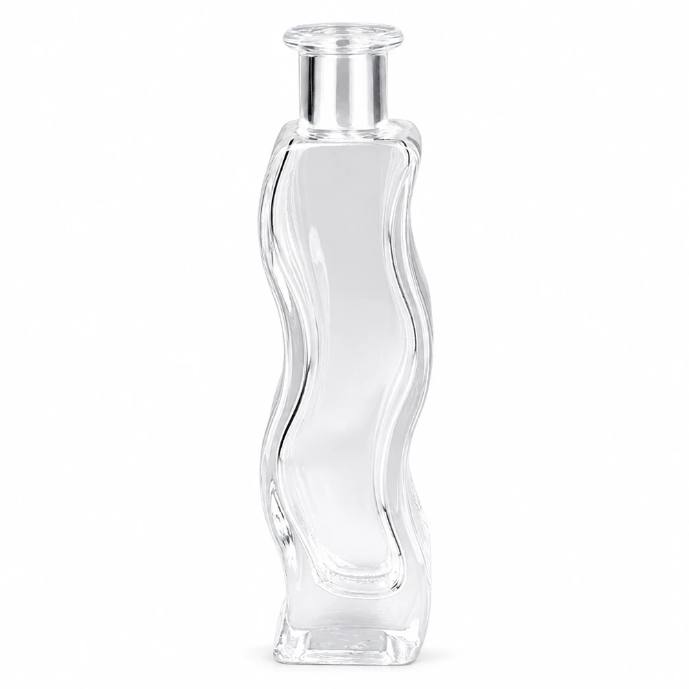 100ml szklana butelka Melissa pusta bez zakrętki UNiTWIST przezroczysta o falistym kształcie do perfum lub kosmetyków