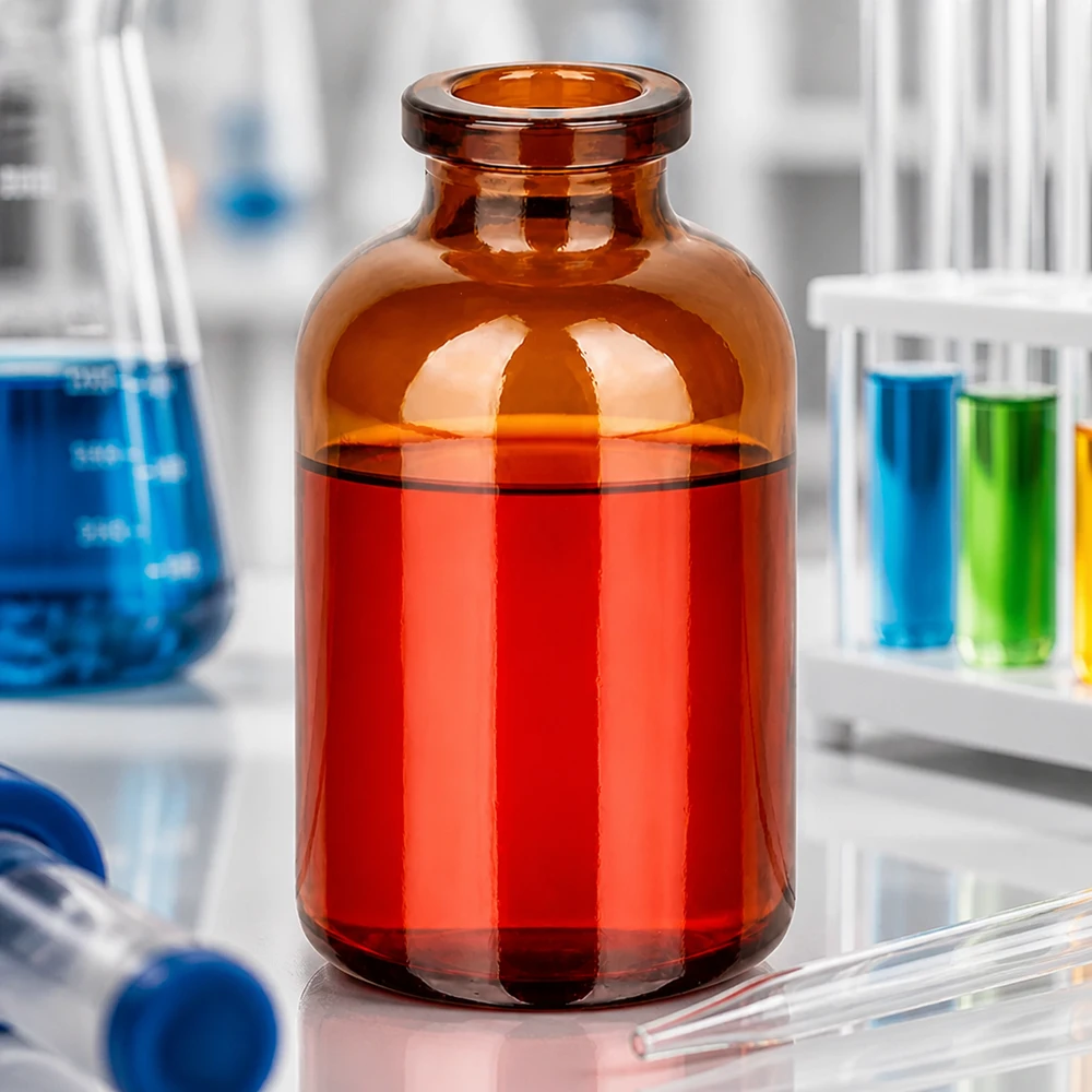 Butelka iniekcyjna z bursztynowego szkła 30 ml Kleine Braunglas-Injektionsflasche 30ml kompakte Bauform für Einzel- und Mehrfachentnahme