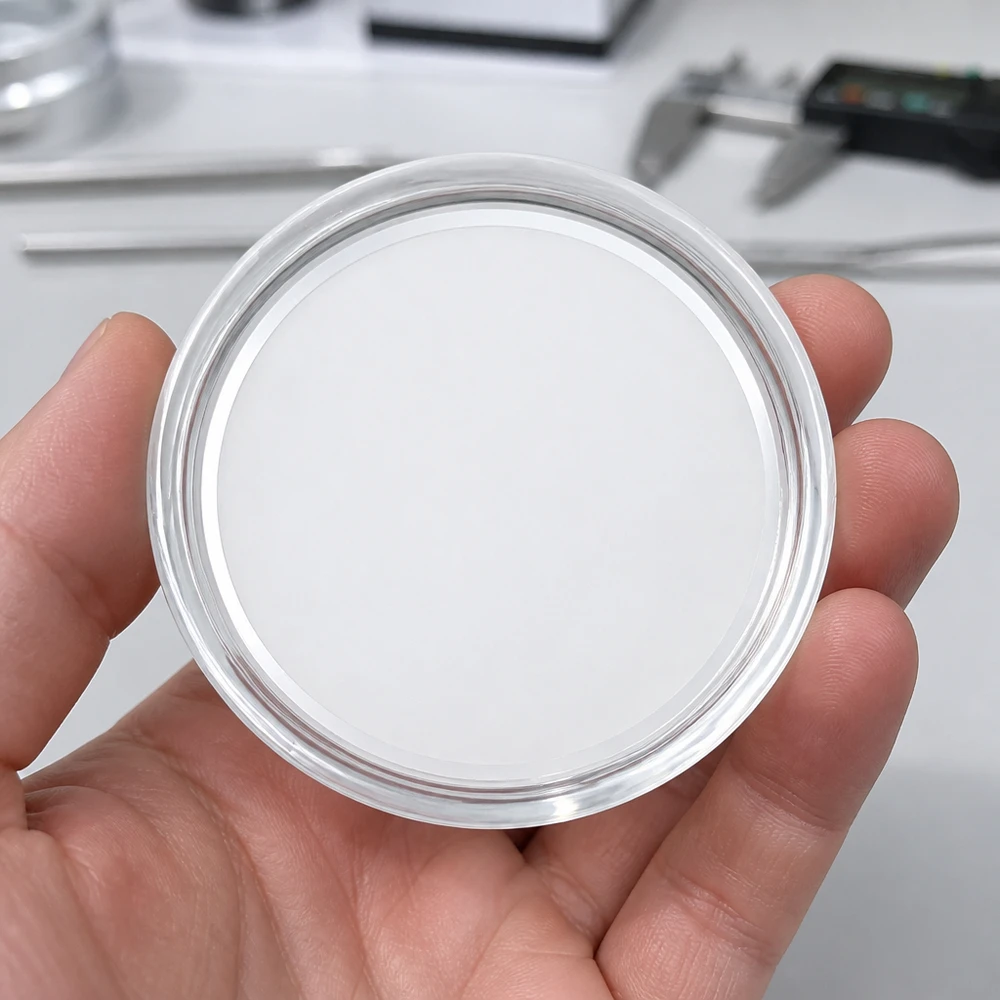 Pokrywka BasicSeal 58 mm, biała (TO58) UNiTWIST Przezroczysta krawędź białej pokrywki BasicSeal 58 mm TO58 UniTwist na dłoni