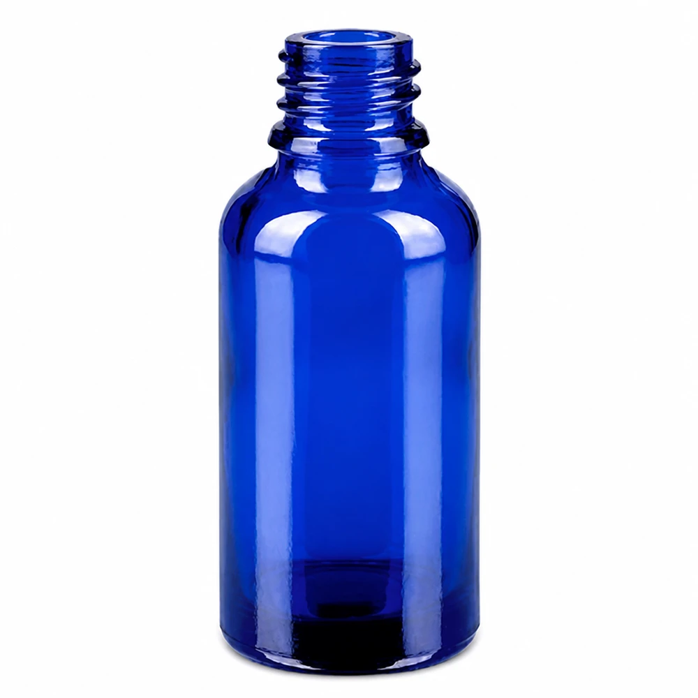 Butelka roll-on 30 ml biała STD BlueLine UT18/30 Niebieska szklana butelka 30 ml z gwintem STD BlueLine do aplikacji roll-on