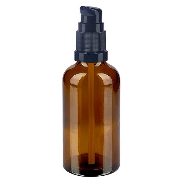 Butelka apteczna brązowa 50ml zakrętka z pompką czarna St Butelka apteczna brązowa 50ml zakrętka z pompką czarna St