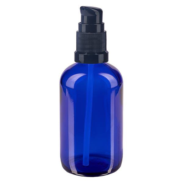 Butelka apteczna niebieska 100ml zakrętka z pompką czarna St Butelka apteczna niebieska 100ml zakrętka z pompką czarna St