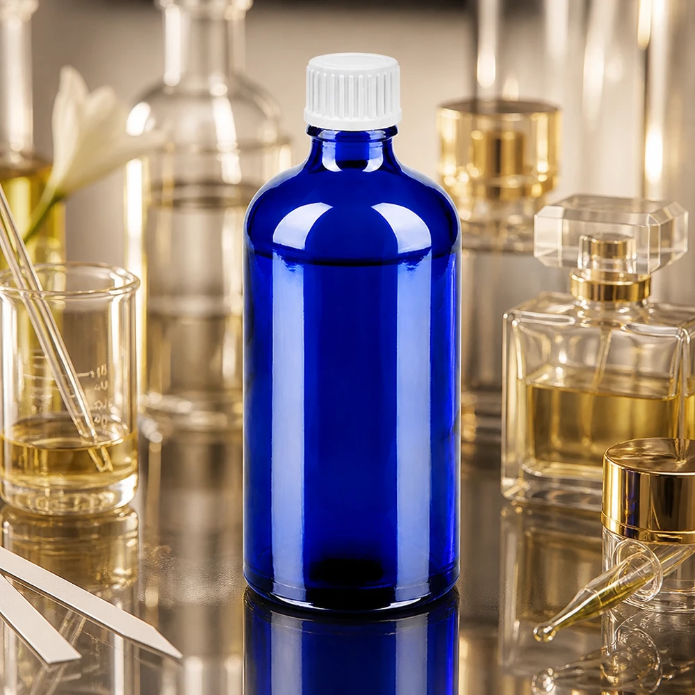 Profesjonalna butelka laboratoryjna 100 ml niebieska z systemem kroplowym 0,9 mm do zastosowań naukowych