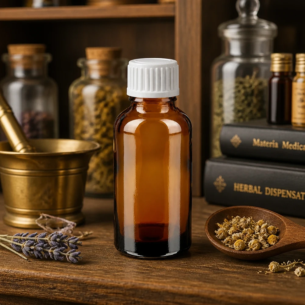Butelka z kroplomierzem 30 ml 0,9 mm biała STD BrownLine UT18/30 Butelka z zakraplaczem UT18/30 z gwintem 30 ml i otworem 0,9 mm do zastosowań farmaceutycznych
