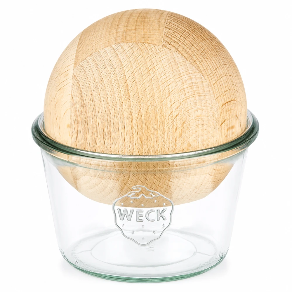 WECK słoik do przetworów 370ml RR100 z pokrywką z drewna bukowego przezroczysty szklany słoik do przetworów