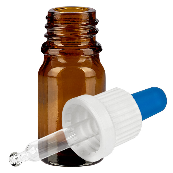 Butelka do lek&#243;w p&#322;ynnych 5 ml bia&#322;a/niebieska OV BrownLine UT18/5