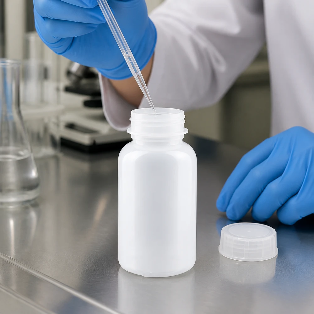 Robuste 500ml Probenflasche mit Weithalsöffnung und Schraubverschluss für sichere Lagerung