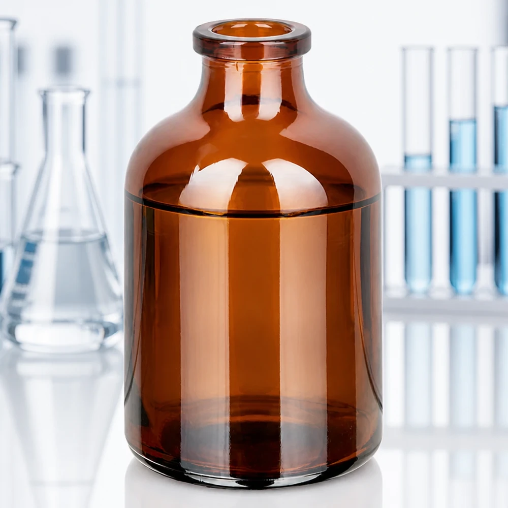 Butelka iniekcyjna z bursztynowego szkła 50 ml UV-schützendes Braunglas Vial 50ml für lichtempfindliche Injektionslösungen und Lyophilisate