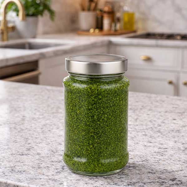 Słoik okrągły 390 ml z pokrywką BasicSeal, srebrny UNiTWIST