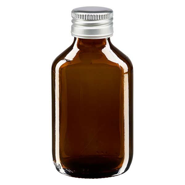 Butelka na lek 150 ml brązowa, z zakrętką ze srebrnego aluminium ApoGlas. Farmaceutyczna jakość produkcji UE. Gwint 28 mm (PP28). (syrop, butelka z lekkiego szkła) Butelka na lek 150 ml brązowa, z zakrętką ze srebrnego aluminium ApoGlas. Farmaceutyczna jakość produkcji UE. Gwint 28 mm (PP28). (syrop, butelka z lekkiego szkła)