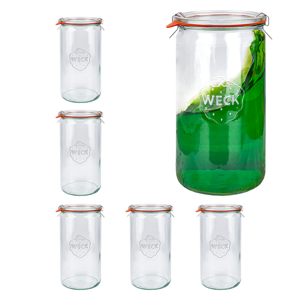 Zestaw 6 cylindrycznych słoików Weck o pojemności 1590 ml, kubki 1,5 l Zestaw 6 cylindrycznych słoików Weck o pojemności 1590 ml, kubki 1,5 l