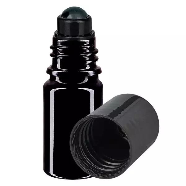 Butelka apteczna viol. 5ml nakrętka roll-on czarna Butelka apteczna viol. 5ml nakrętka roll-on czarna
