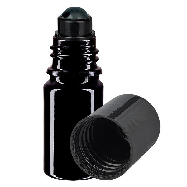 Butelka apteczna viol. 5ml nakrętka roll-on czarna Butelka apteczna viol. 5ml nakrętka roll-on czarna