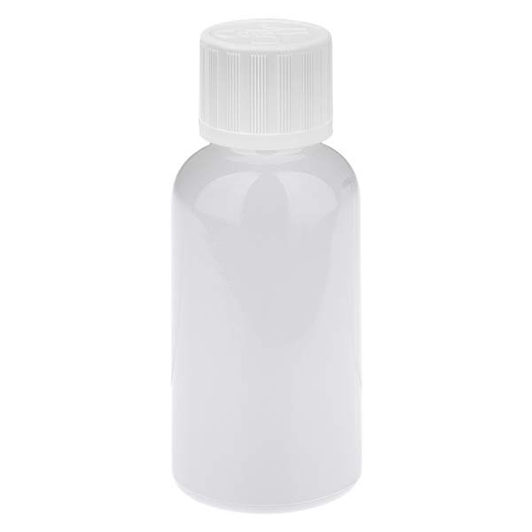 Butelka 30 ml, zakrętka 11 mm, biała, standardowa, zabezpieczenie przed otwarciem przez dzieci WhiteLine UT18/30 Butelka 30 ml, zakrętka 11 mm, biała, standardowa, zabezpieczenie przed otwarciem przez dzieci WhiteLine UT18/30