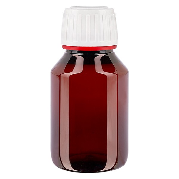 Butelka PET 50 ml z białą/czerwoną nakrętką OV Butelka PET 50 ml z białą/czerwoną nakrętką OV