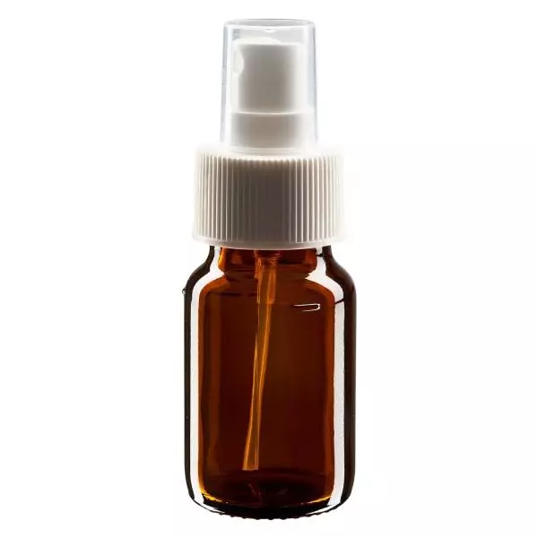 Butelka 30 ml brązowa, z pompką rozpylającą białą ApoGlas. Farmaceutyczna jakość produkcji UE. Gwint 28 mm (PP28). (syrop, butelka z lekkiego szkła) Butelka 30 ml brązowa, z pompką rozpylającą białą ApoGlas. Farmaceutyczna jakość produkcji UE. Gwint 28 mm (PP28). (syrop, butelka z lekkiego szkła)