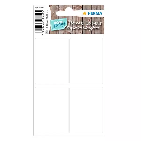 Etykiety uniwersalne białe (24 naklejki) 40x55mm | 6 arkuszy = 24 naklejki papierowe