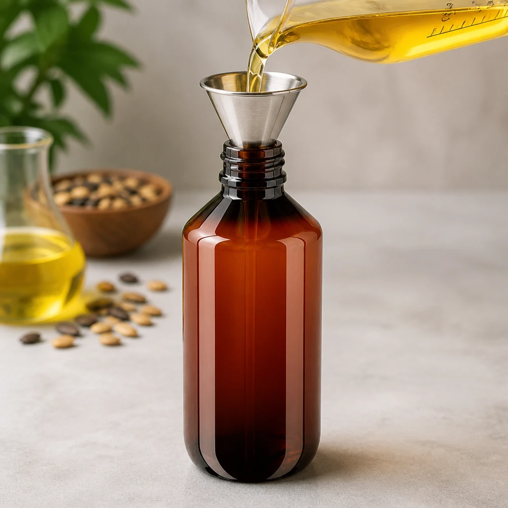 Kompakte 200ml Braunflasche aus PET Kunststoff mit standardisiertem Verschlusssystem