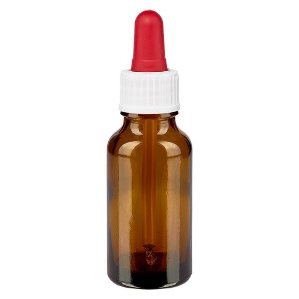 Butelka apteczna brązowa 20ml pipeta biała/czerwona szt. Butelka apteczna brązowa 20ml pipeta biała/czerwona szt.