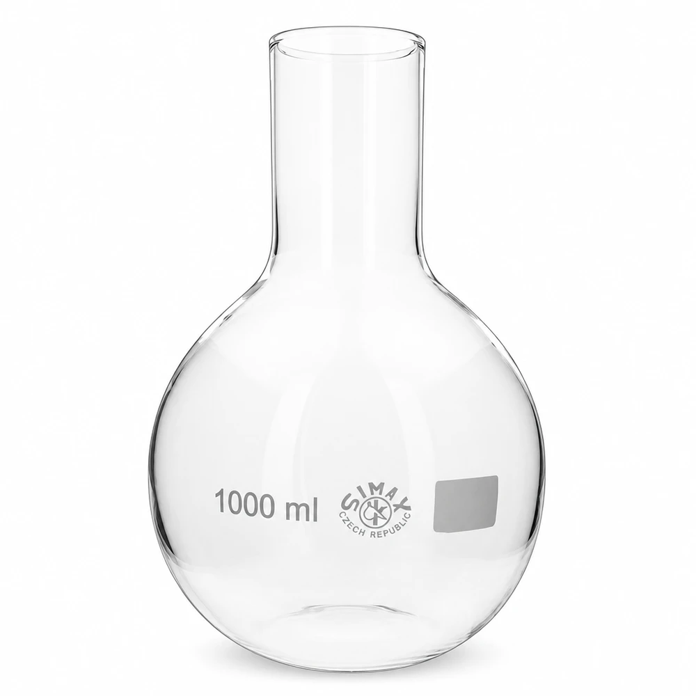 Kolba ze szkła borokrzemowego o pojemności 1000 ml z szeroką szyjką do zastosowań laboratoryjnych