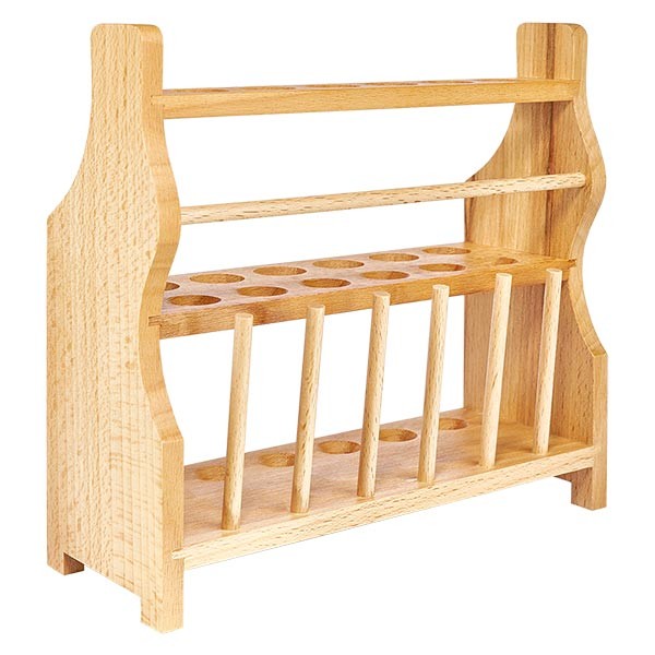 Stojaki na prob&#243;wki wykonane z drewna, do s&#322;oik&#243;w o &#347;rednicy do ok. 18 mm, na 12 s&#322;oik&#243;w, z 6 pr&#281;tami