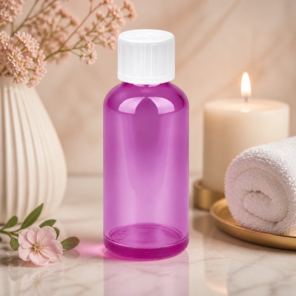 Butelka 50 ml z zakrętką 11 mm, biała, standardowa, zabezpieczona przed dziećmi PurpleLine UT18/50 Elegancka butelka Purple Line o pojemności 50 ml z zakrętką zabezpieczającą przed otwarciem przez dzieci.