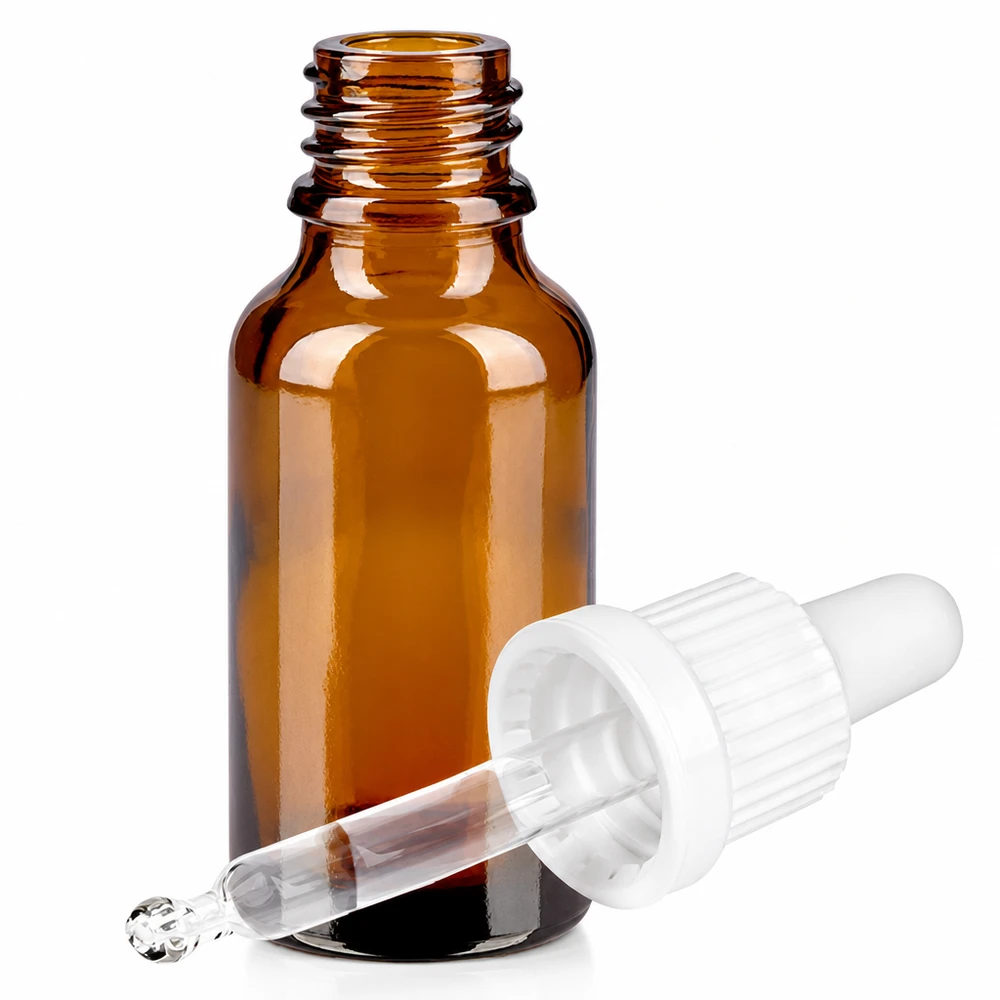 Butelka z brązowego szkła 20 ml z pipetą do olejków eterycznych i serum - precyzyjne dozowanie kropli
