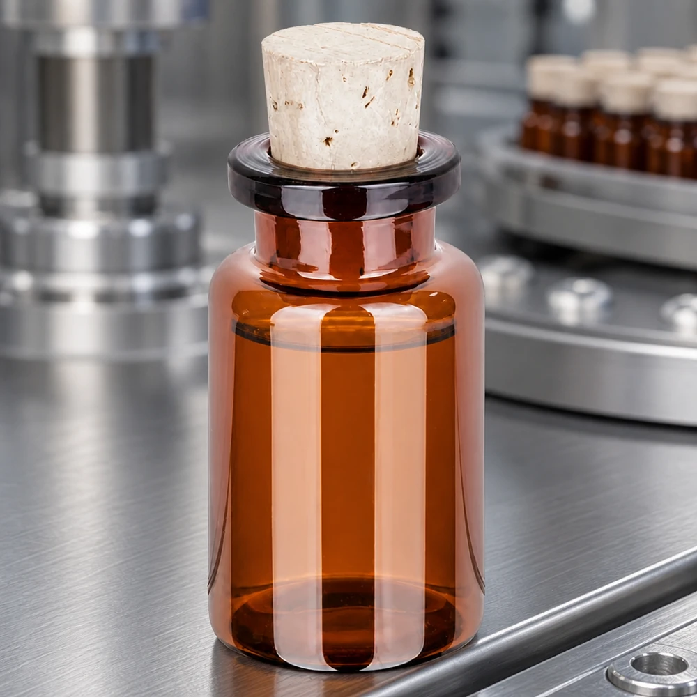 Butelka z bursztynowego szkła 10 ml z korkiem 11/14 mm Kleine Braunglasflasche 10ml mit Korken aus Naturmaterial 11/14mm für Aromatherapie