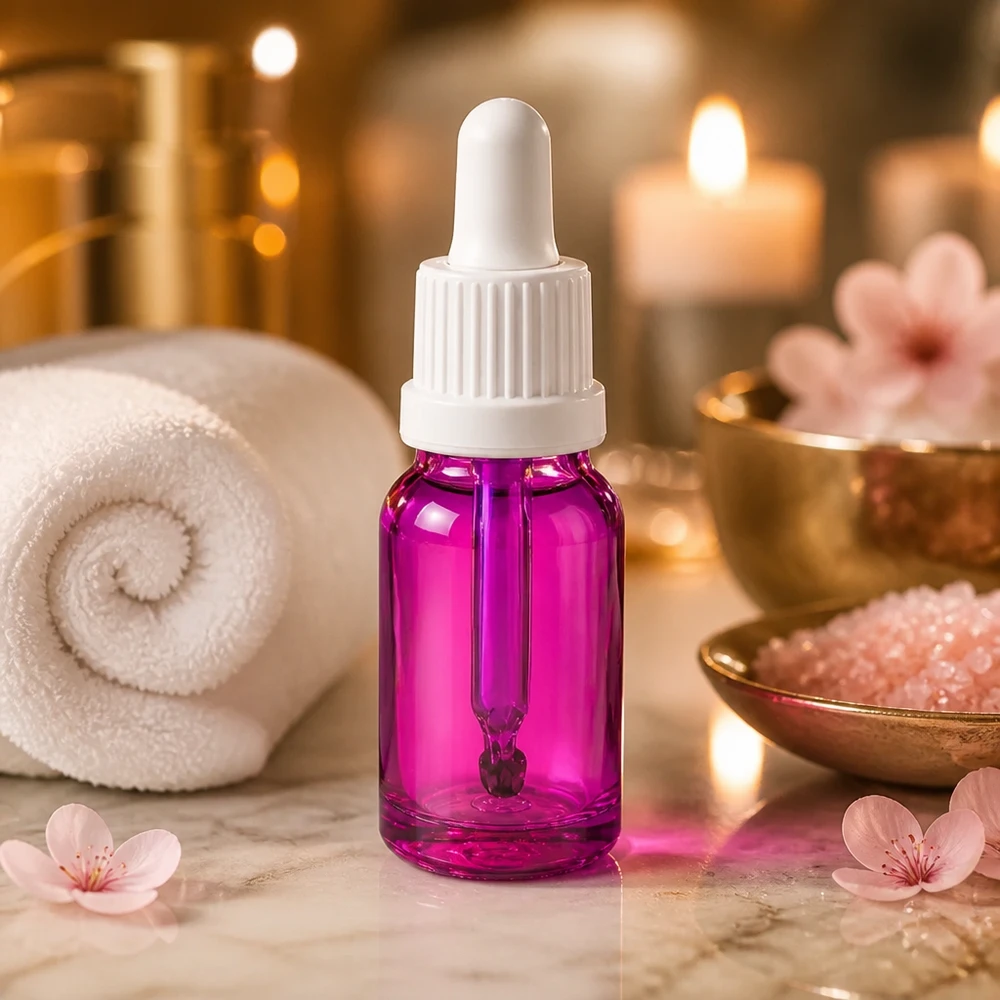 Butelka z pipetą 10 ml biała Oryginalna zakrętka PurpleLine UT18/10 Elegancka pipeta 10 ml w kolorze fioletowym do olejków eterycznych OV PurpleLine UT18/10