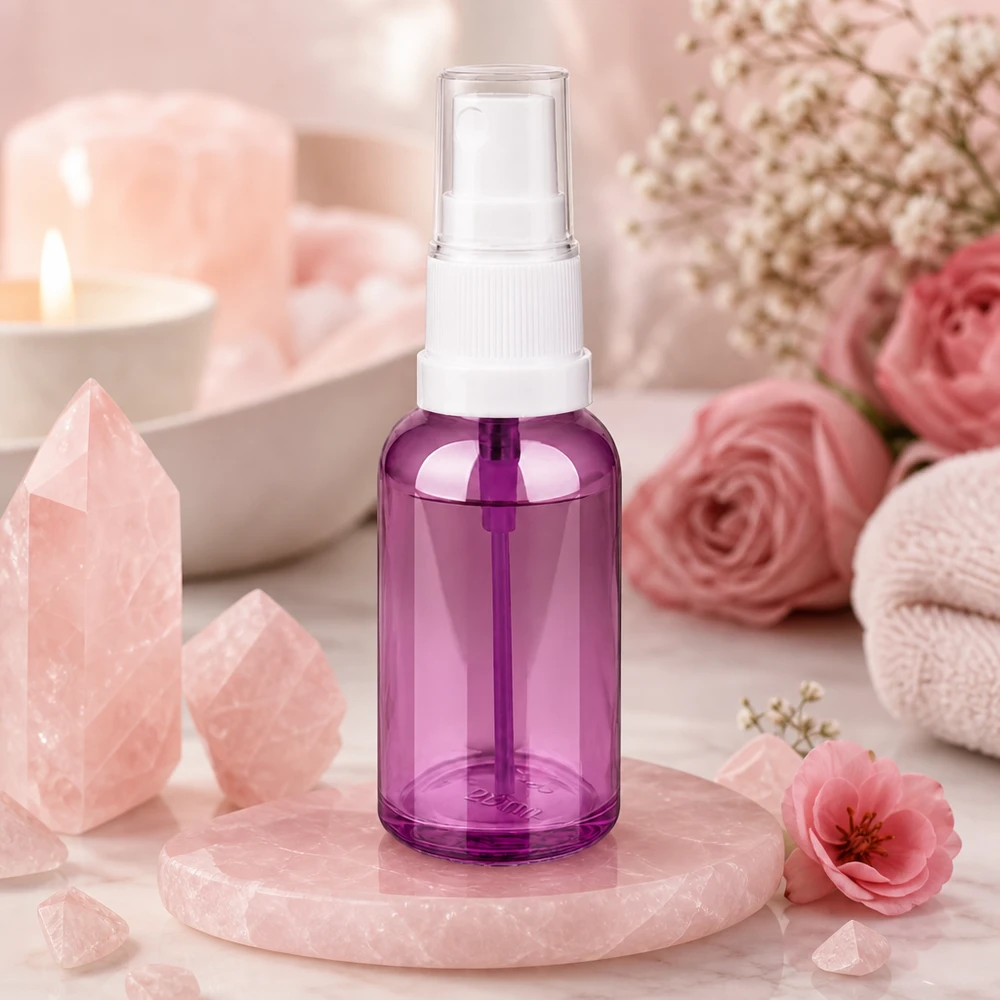 Kompaktowa butelka z rozpylaczem o pojemności 30 ml w eleganckim fioletowym kolorze do kosmetyków DIY i kosmetyków naturalnych