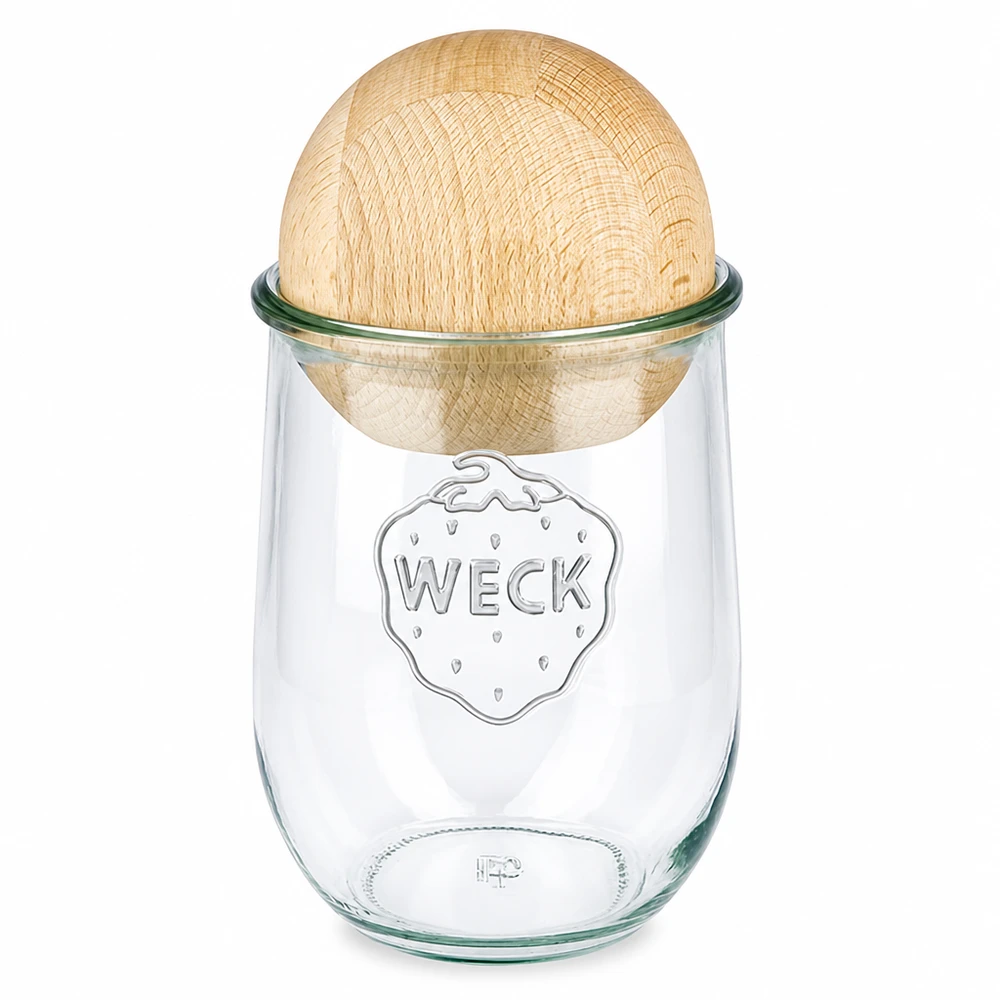 WECK słoik tulipan 1062ml RR100 z pokrywką z drewna bukowego Słoik na przetwory wykonany ze szkła pochodzącego z recyklingu