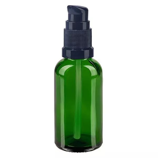 Butelka apteczna zielona 30ml zakrętka z pompką czarna St Butelka apteczna zielona 30ml zakrętka z pompką czarna St