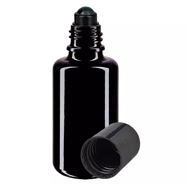 Butelka apteczna viol. 30ml nakrętka roll-on czarna Butelka apteczna viol. 30ml nakrętka roll-on czarna
