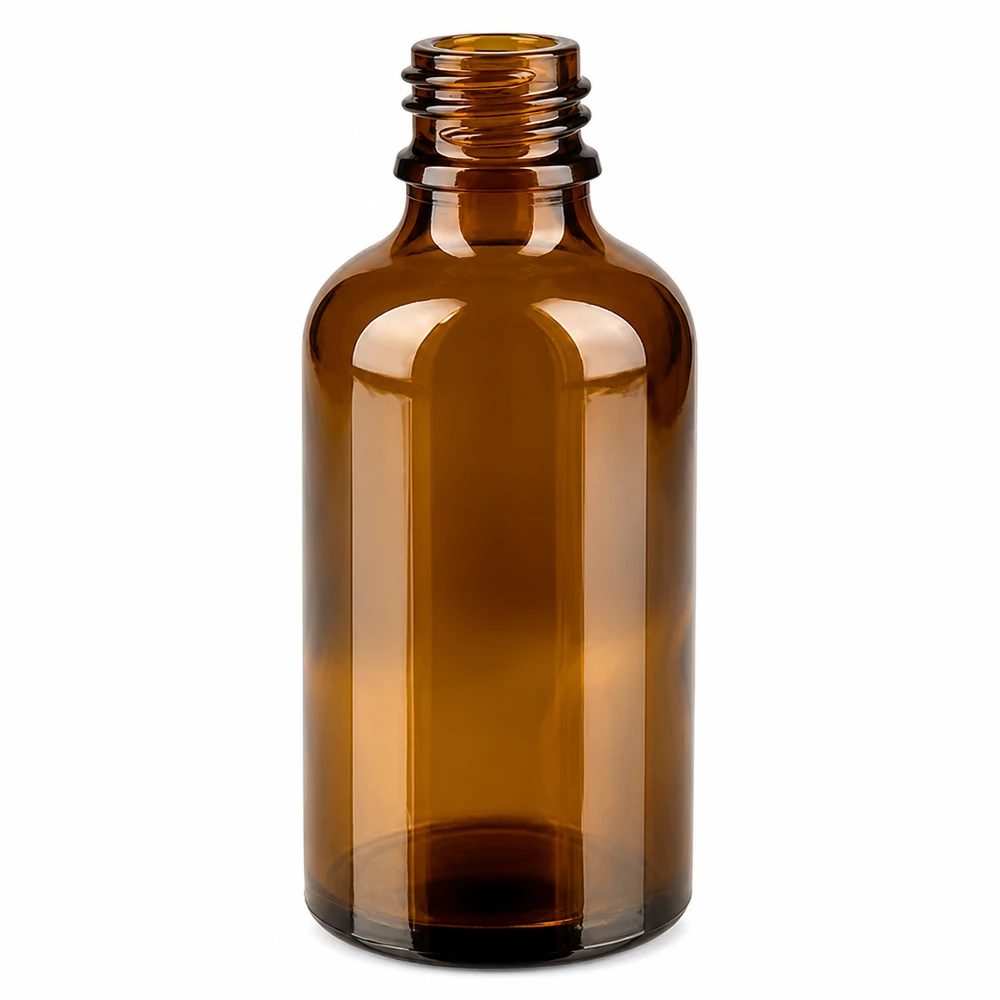 50 ml butelka z kroplomierzem 1 mm czarna OV BrownLine UT18/50 Butelka z brązowego szkła o pojemności 50 ml z gwintem na zakraplacz - idealna do płynów wrażliwych na światło